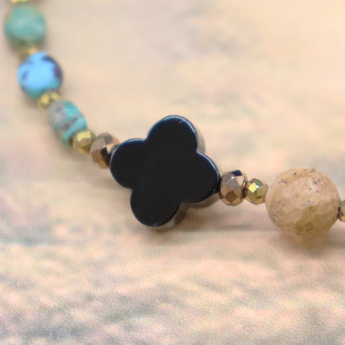 【挚爱绿松石】药师天珠 x 绿松石 x 红玉髓 x 图画碧玉手链