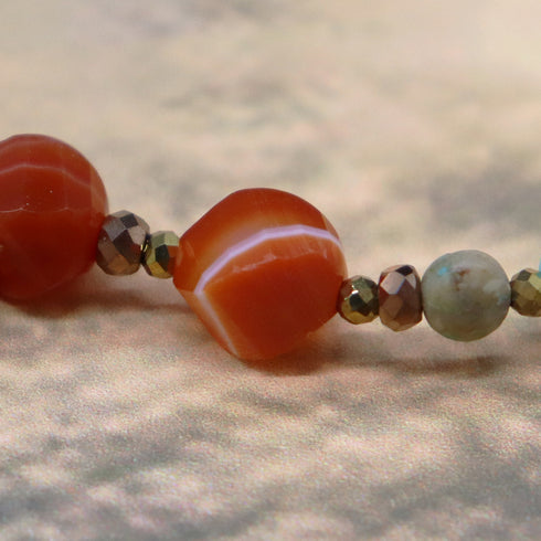 【挚爱绿松石】药师天珠 x 绿松石 x 红玉髓 x 图画碧玉手链