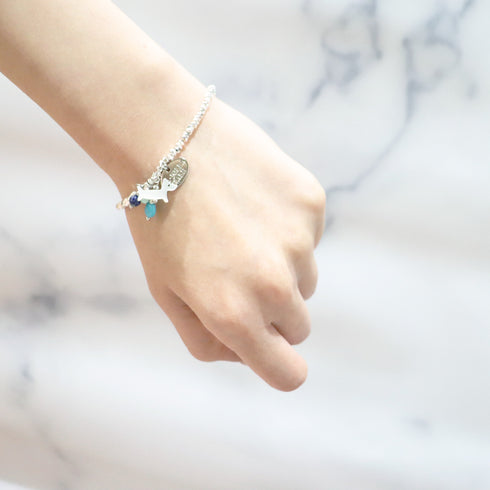 【Be Loved Turquoise】キングマンターコイズ×マザーオブパール×シルバーヘマタイト ブレスレット