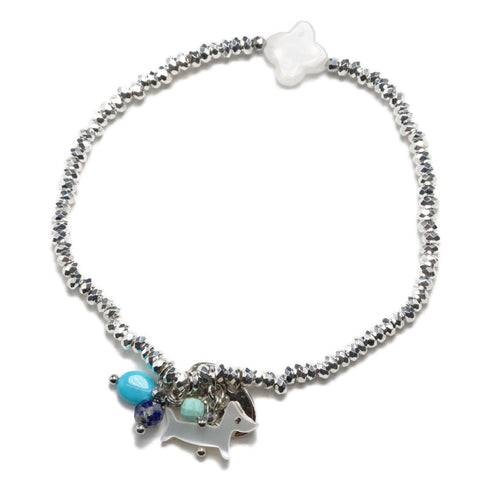 【Be Loved Turquoise】キングマンターコイズ×マザーオブパール×シルバーヘマタイト ブレスレット