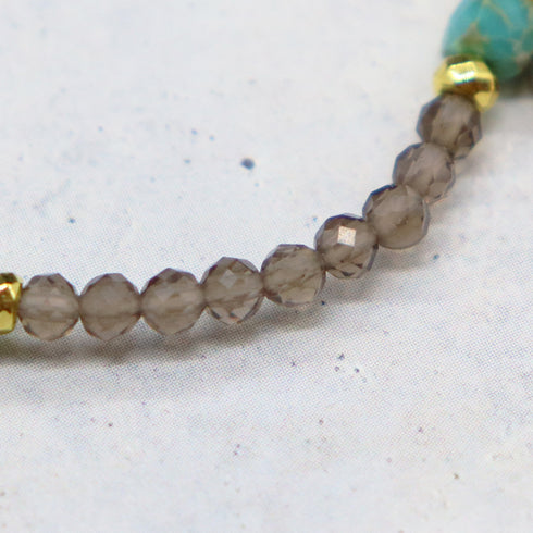【ONLINE SHOP限定】【Be Loved Turquoise】三眼天珠×ターコイズ×スモーキークォーツ ブレスレット