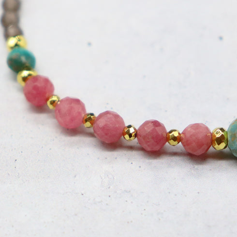 【ONLINE SHOP限定】【Be Loved Turquoise】三眼天珠×ターコイズ×スモーキークォーツ ブレスレット