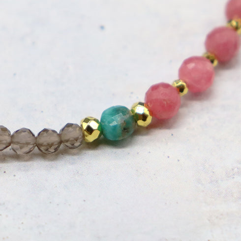 【ONLINE SHOP限定】【Be Loved Turquoise】三眼天珠×ターコイズ×スモーキークォーツ ブレスレット