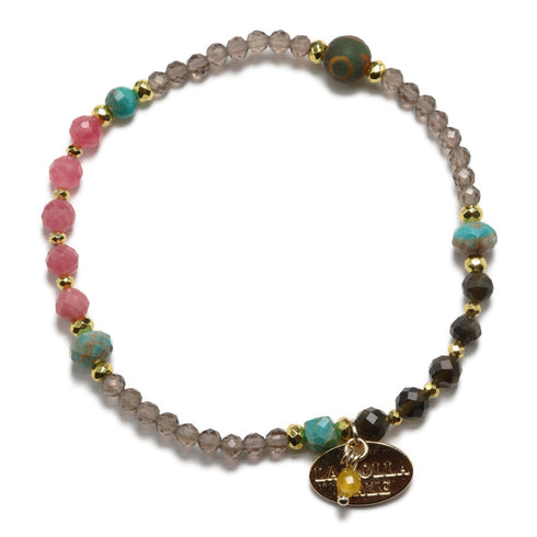 【ONLINE SHOP限定】【Be Loved Turquoise】三眼天珠×ターコイズ×スモーキークォーツ ブレスレット