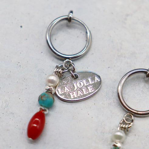 【Be Loved Turquoise】ターコイズ×コーラル×パール イヤリング