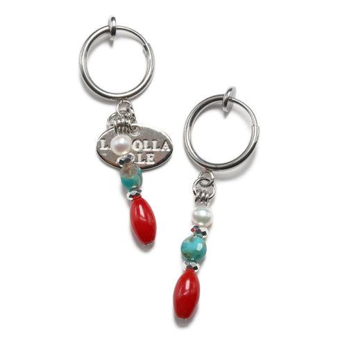 【Be Loved Turquoise】ターコイズ×コーラル×パール イヤリング