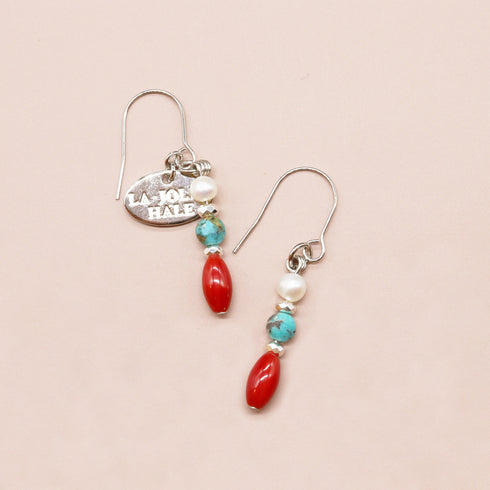 【Be Loved Turquoise】ターコイズ×コーラル×パール ピアス