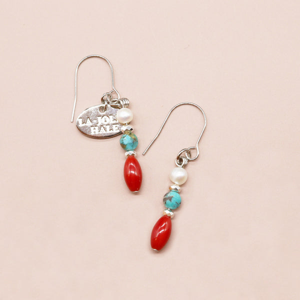【Be Loved Turquoise】ターコイズ×コーラル×パール ピアス