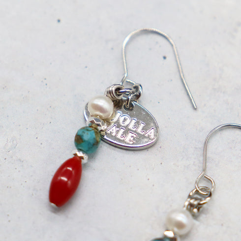 【Be Loved Turquoise】ターコイズ×コーラル×パール ピアス