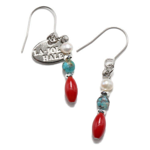 【Be Loved Turquoise】ターコイズ×コーラル×パール ピアス