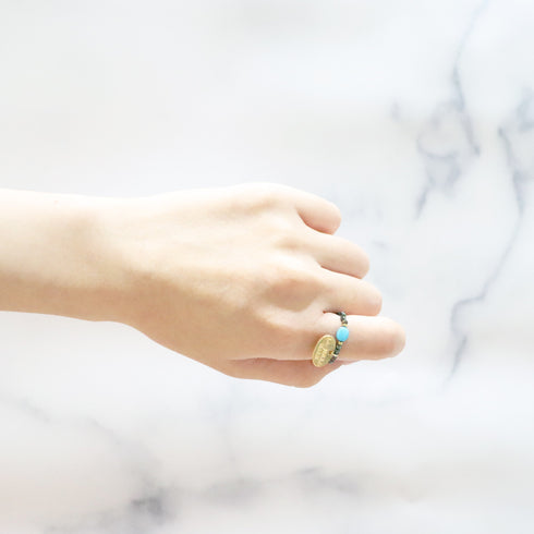 【Be Loved Turquoise】キングマンターコイズ×オニキス×ブラックスピネル リング