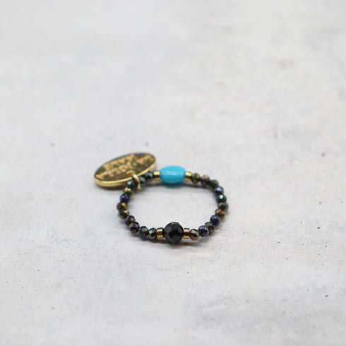 【Be Loved Turquoise】キングマンターコイズ×オニキス×ブラックスピネル リング