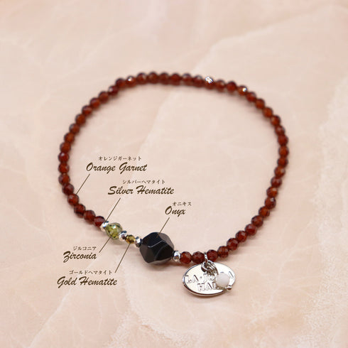 【Open the Jewelry Box!】オレンジガーネット×オニキス×ジルコニア ブレスレット