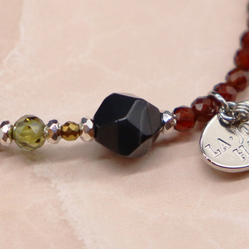 【Open the Jewelry Box!】オレンジガーネット×オニキス×ジルコニア ブレスレット