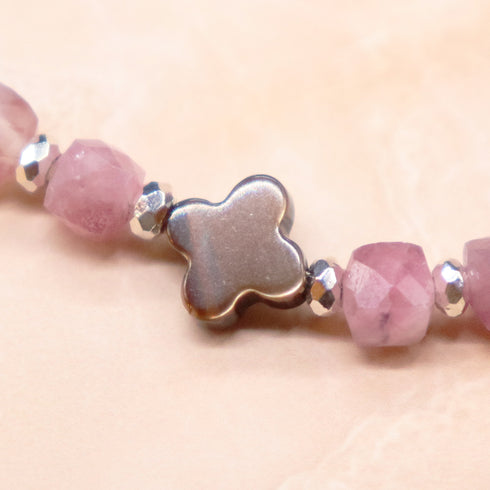 【Open the Jewelry Box!】ガーネット×ピンクトルマリンインシリカ×マザーオブパール ブレスレット