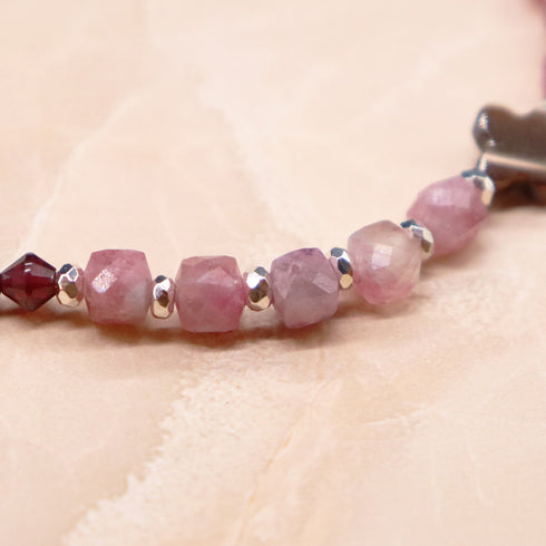 【Open the Jewelry Box!】ガーネット×ピンクトルマリンインシリカ×マザーオブパール ブレスレット