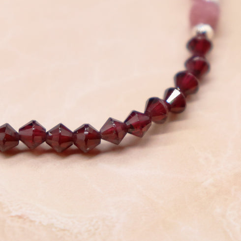 【Open the Jewelry Box!】ガーネット×ピンクトルマリンインシリカ×マザーオブパール ブレスレット