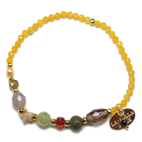 【Open the Jewelry Box!】三眼天珠×グリーンガーネット×シャンパンガーネット×クォーツァイト ブレスレット