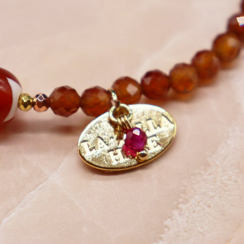 【Open the Jewelry Box!】三眼天珠×オレンジガーネット×フラッシュタイガーアイ ブレスレット