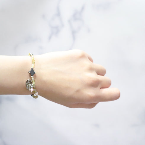 【Open the Jewelry Box!】亀甲天珠×グリーンガーネット×パール×マザーオブパール ブレスレット