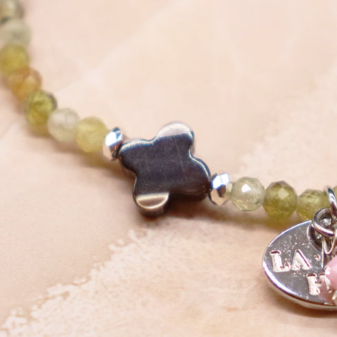 【Open the Jewelry Box!】亀甲天珠×グリーンガーネット×パール×マザーオブパール ブレスレット