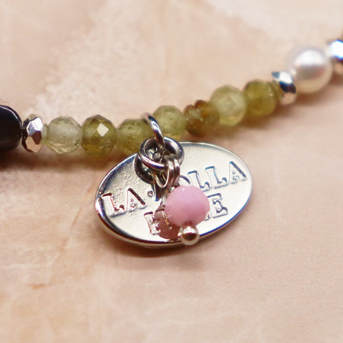 【Open the Jewelry Box!】亀甲天珠×グリーンガーネット×パール×マザーオブパール ブレスレット