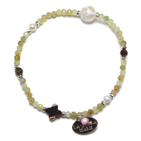 【Open the Jewelry Box!】亀甲天珠×グリーンガーネット×パール×マザーオブパール ブレスレット