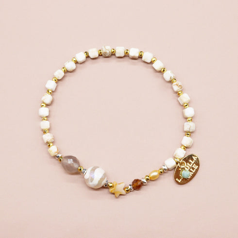 【Open the Jewelry Box!】水紋天珠×オレンジガーネット×クレイジーレースアゲート ブレスレット