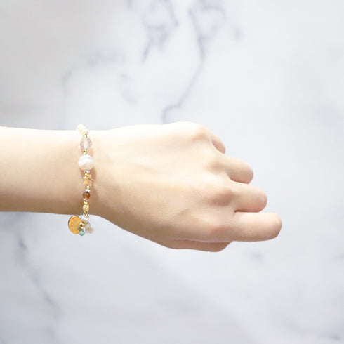 【Open the Jewelry Box!】水紋天珠×オレンジガーネット×クレイジーレースアゲート ブレスレット