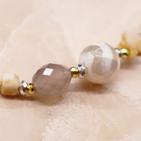 【Open the Jewelry Box!】水紋天珠×オレンジガーネット×クレイジーレースアゲート ブレスレット