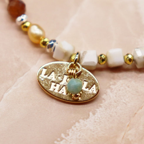 【Open the Jewelry Box!】水紋天珠×オレンジガーネット×クレイジーレースアゲート ブレスレット