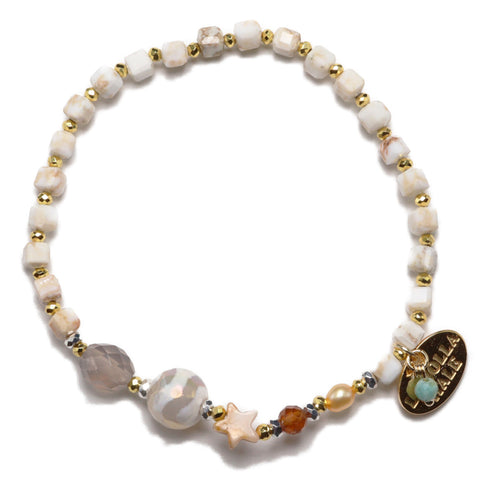 【Open the Jewelry Box!】水紋天珠×オレンジガーネット×クレイジーレースアゲート ブレスレット