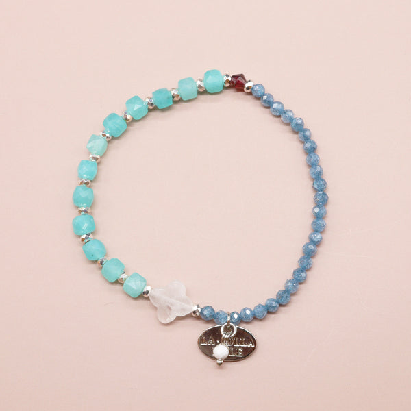 【Open the Jewelry Box!】ガーネット×クォーツァイト×ジルコニア×アマゾナイトシリカ ブレスレット