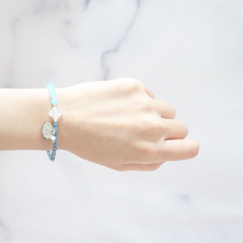 【Open the Jewelry Box!】ガーネット×クォーツァイト×ジルコニア×アマゾナイトシリカ ブレスレット