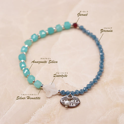 【Open the Jewelry Box!】ガーネット×クォーツァイト×ジルコニア×アマゾナイトシリカ ブレスレット