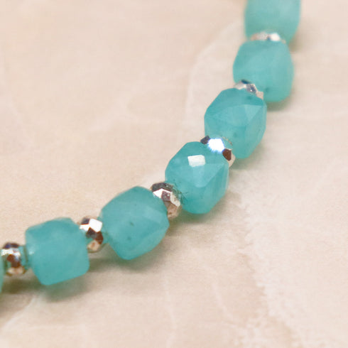 【Open the Jewelry Box!】ガーネット×クォーツァイト×ジルコニア×アマゾナイトシリカ ブレスレット