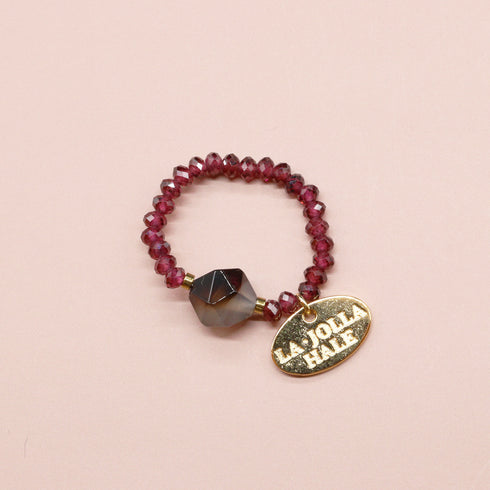 【Open the Jewelry Box!】モザンピークガーネット×ストライプオニキス リング