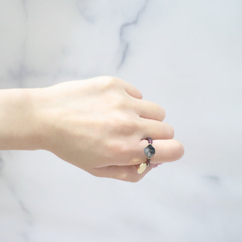 【Open the Jewelry Box!】モザンピークガーネット×ストライプオニキス リング