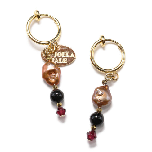 【Open the Jewelry Box!】ガーネット×オニキス×バロックパール イヤリング
