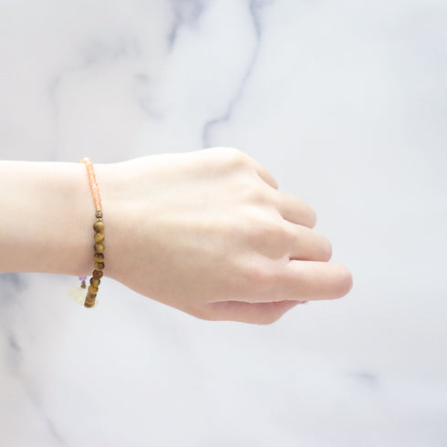 【Moon Lady Amethyst】アメシスト×レモンクォーツ×タイガーアイ×サンストーン ブレスレット