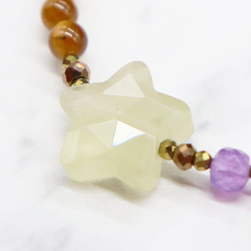 【Moon Lady Amethyst】アメシスト×レモンクォーツ×タイガーアイ×サンストーン ブレスレット