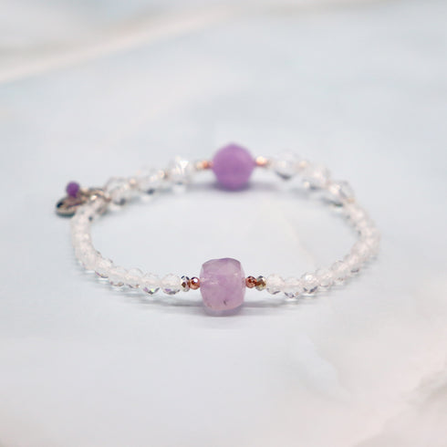 【Moon Lady Amethyst】ラベンダーアメシスト×水晶 ブレスレット