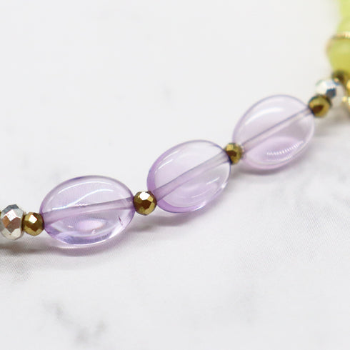 【Moon Lady Amethyst】ピンクアメシスト×プレスシェル×グリーンアベンチュリン ブレスレット