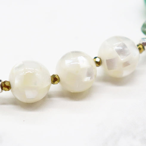 【Moon Lady Amethyst】ピンクアメシスト×プレスシェル×グリーンアベンチュリン ブレスレット