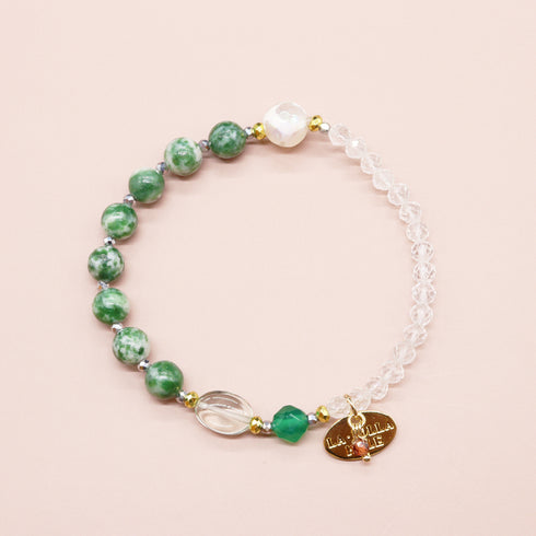 【Moon Lady Amethyst】亀甲天珠×グリーンアメシスト×水晶×ソーシュライト ブレスレット