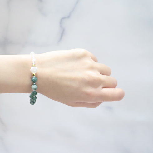 【Moon Lady Amethyst】亀甲天珠×グリーンアメシスト×水晶×ソーシュライト ブレスレット