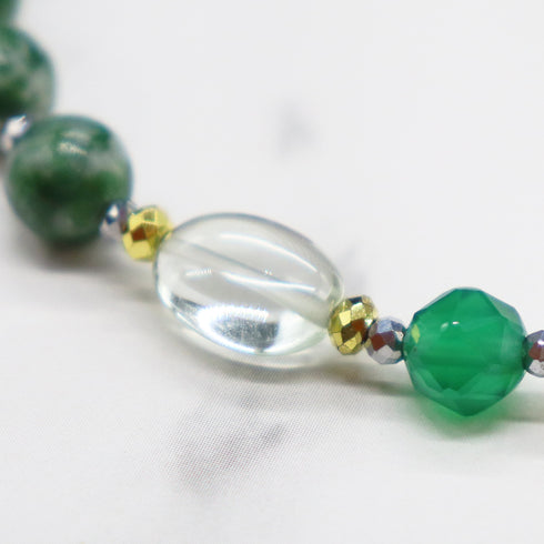 【Moon Lady Amethyst】亀甲天珠×グリーンアメシスト×水晶×ソーシュライト ブレスレット