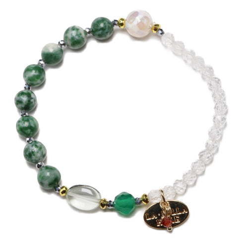 【Moon Lady Amethyst】亀甲天珠×グリーンアメシスト×水晶×ソーシュライト ブレスレット