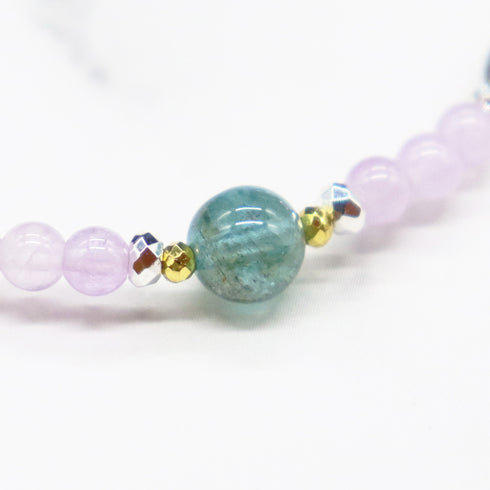 【月光紫水晶】玳瑁天珠 x 薰衣草紫水晶 x 花园紫水晶 x 磷灰石手链