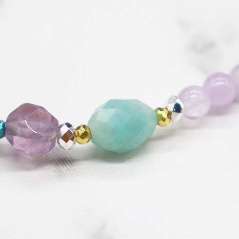 【月光紫水晶】玳瑁天珠 x 薰衣草紫水晶 x 花园紫水晶 x 磷灰石手链